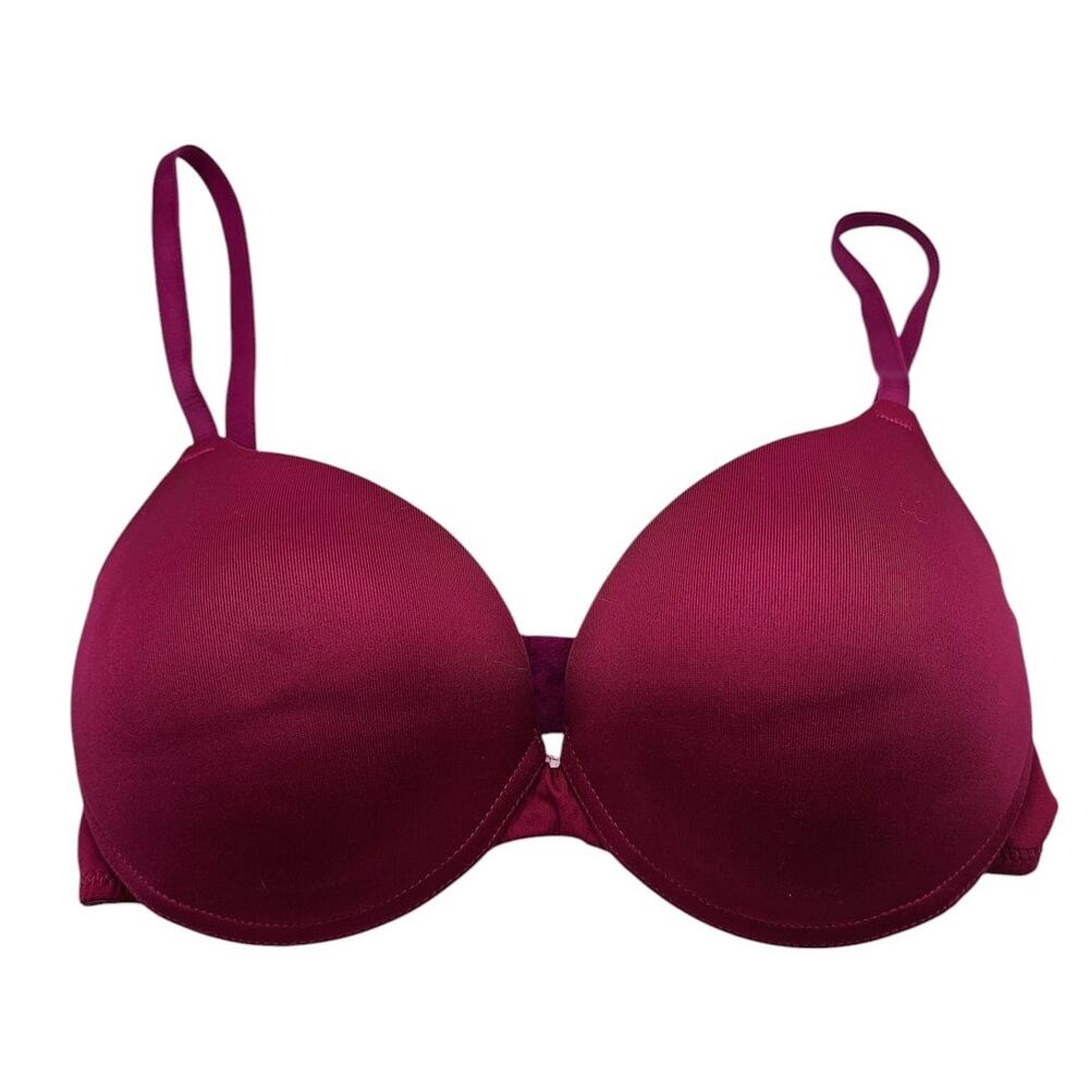 Vintage Y2K SO Intimates Womens Sz 36C Classic T Shirt Bra Dark Pink Padded